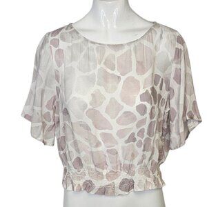 Anthropologie Bella Dahl Cinch Bottom Sheer Blouse, Crop, Size Small